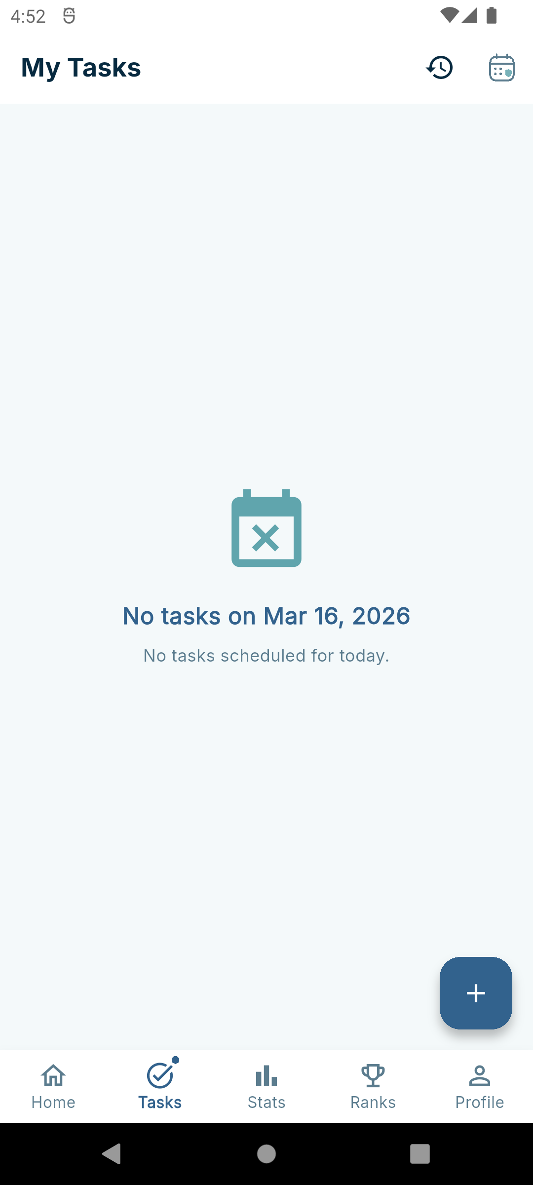 Task list screen